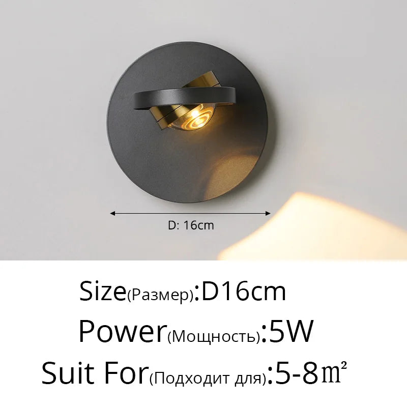 Rotatif 	 moderne applique murale LED lampes noir blanc salon TV fond applique allée lumières projecteur éclairage intérieur décor à la maison