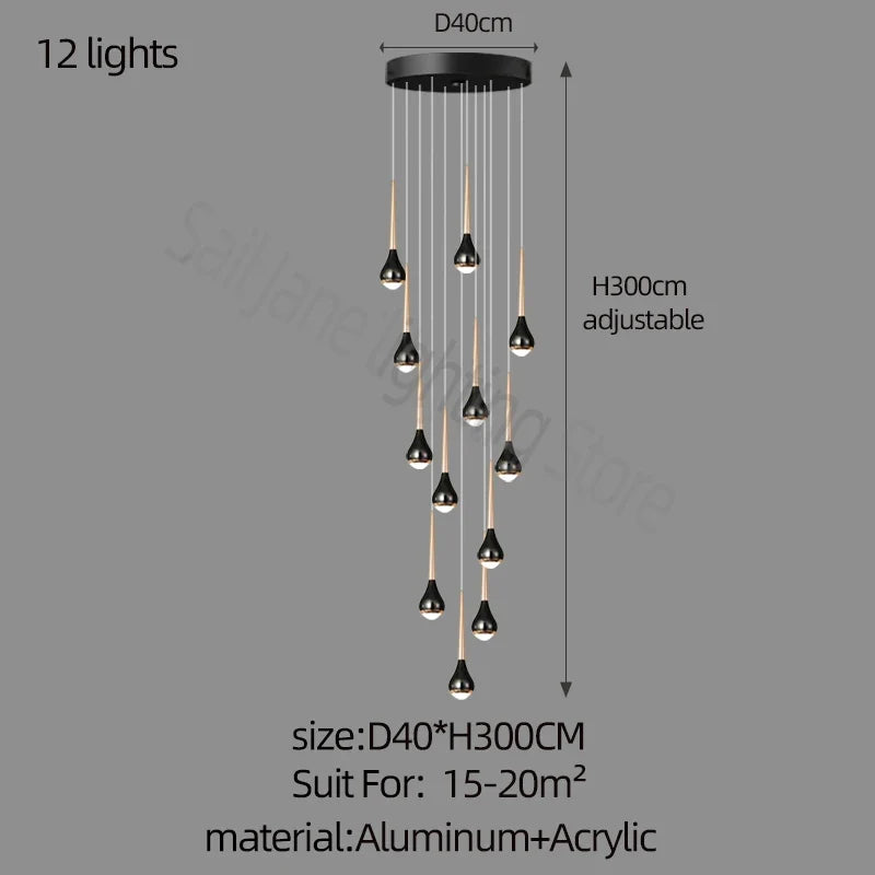 lustre long nordique moderne creux idéal pour loft hôtel appartement