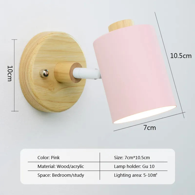Applique murale nordique lampe de chevet avec interrupteur prise ue/UL Macaron Gu10 Lustre applique étude chambre moderne décor luminaire