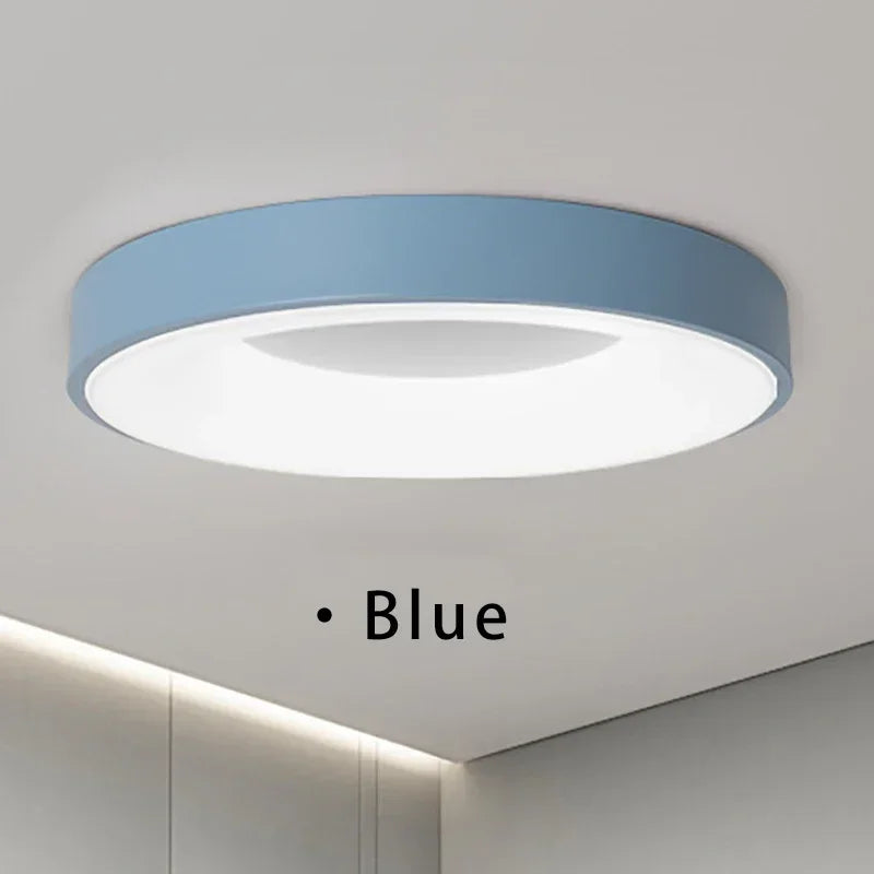 plafonnier led macaron moderne circulaire grain de bois réglable