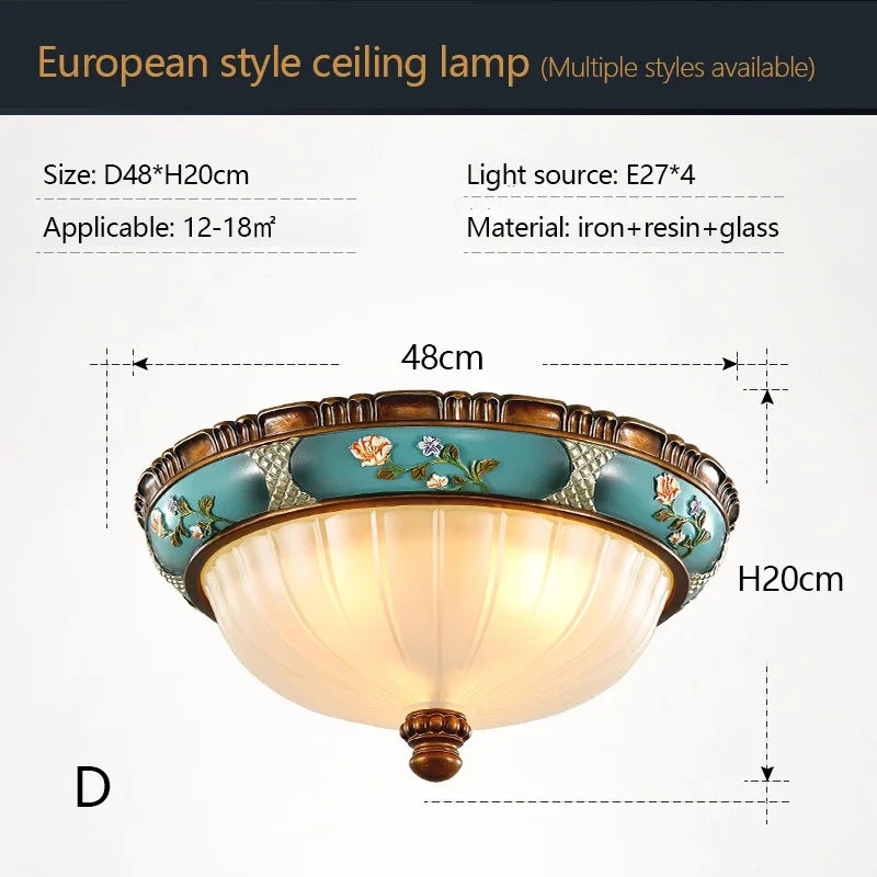 lampes de plafond led rondes design rétro en résine européenne