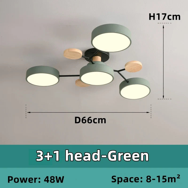 lustre en bois led style nordique pour diverses pièces
