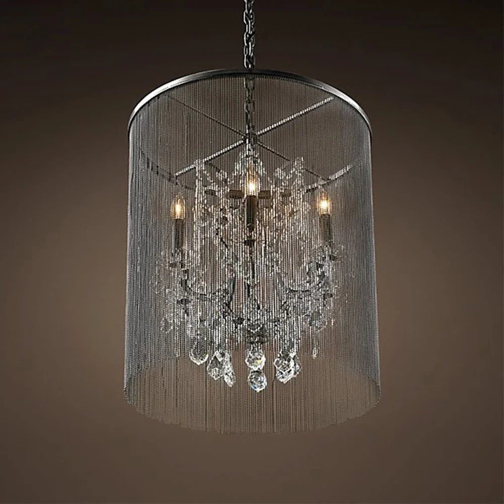 lustre traditionnel à éclairage led avec cristaux fumés