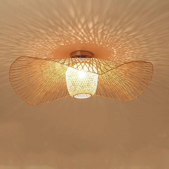Suspension Vintage en rotin lampe suspendue japonaise pour salle à manger Restaurant lampe à main E27 Luminaire suspendu