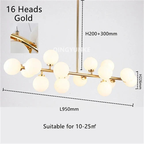 lustre nordique boule de verre led pour décor maison