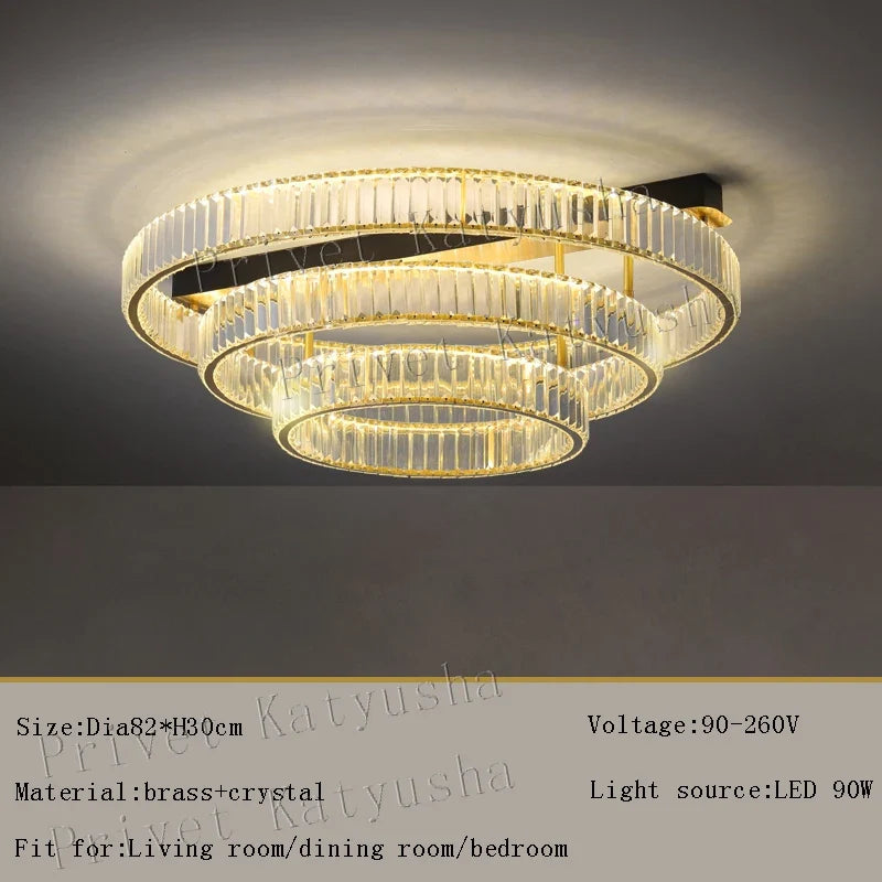 plafonnier de luxe en cuivre et cristal décoration moderne