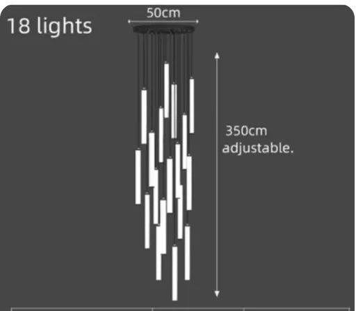 lustre moderne à led pour espaces de grande hauteur