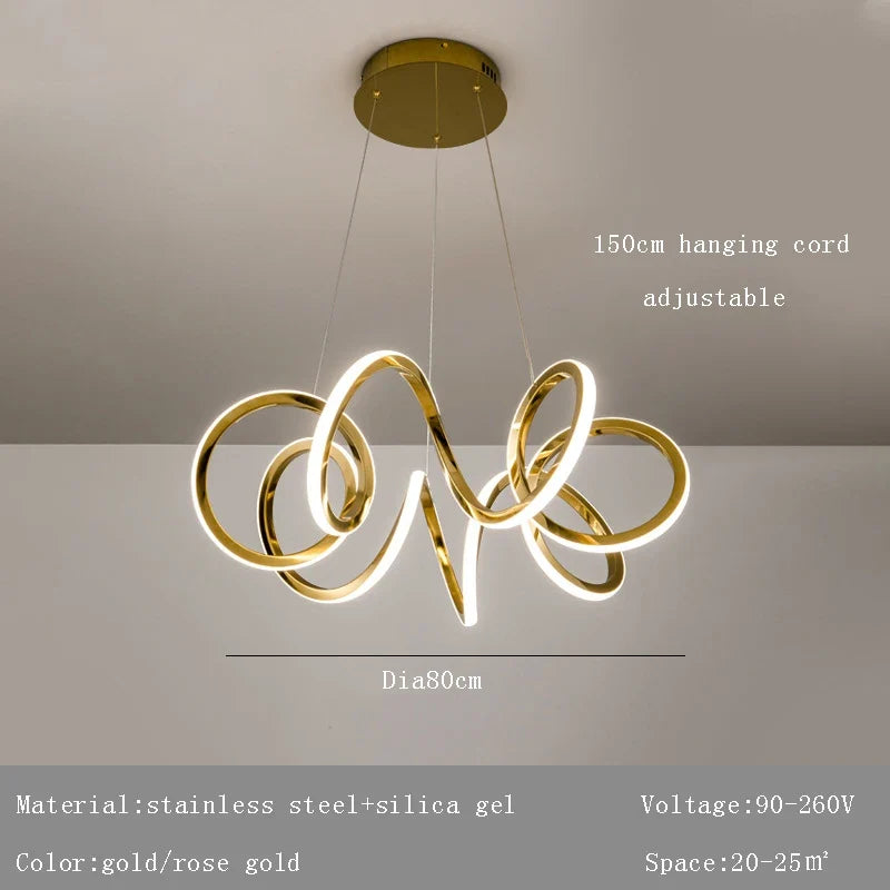 plafonnier led suspendu en silicone doré design moderne et créatif