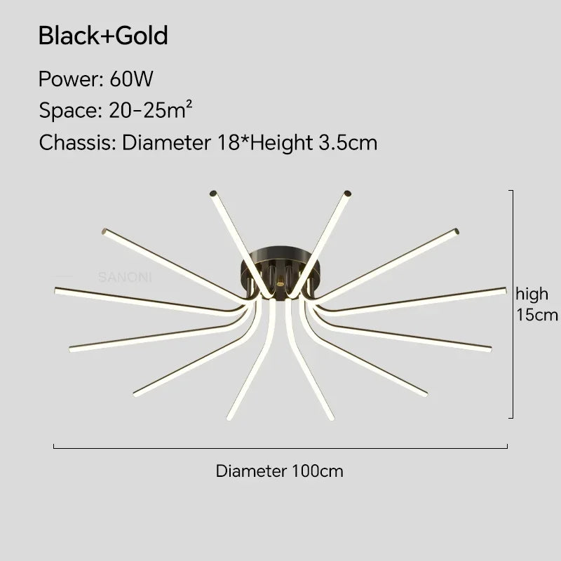 plafonnier led moderne avec télécommande pour décoration intérieure