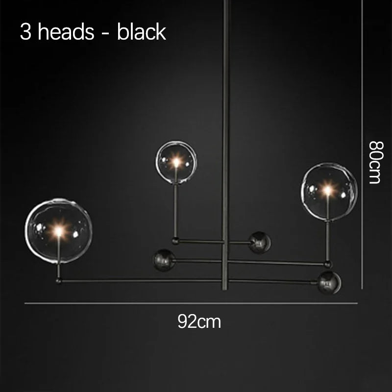SANDYHA Art moderne boule de verre lustres Design nordique noir or lampe à LED pour salon chambre décor à la maison suspension