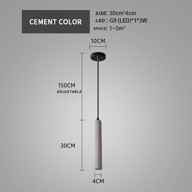 lustre en béton tube ciment design moderne pour intérieur décoratif