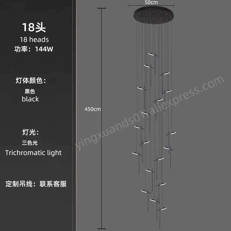 lustre moderne suspendu en acrylique design créatif 2023 à LED