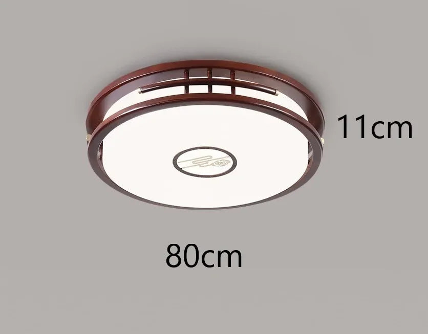 plafonnier moderne en bois massif style chinois avec lampe LED