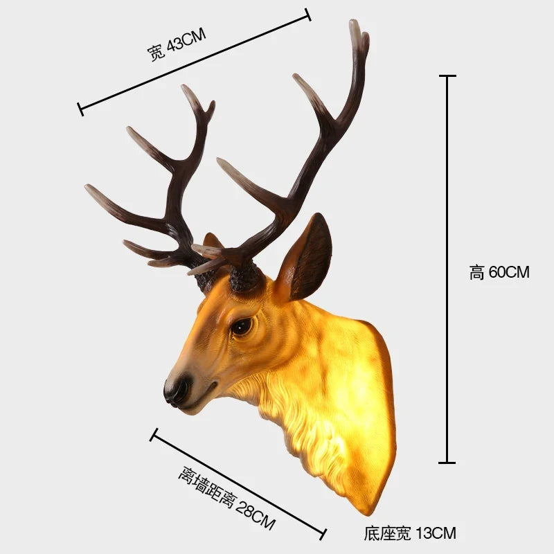 applique murale moderne en bois de cerf avec lumière led décorative