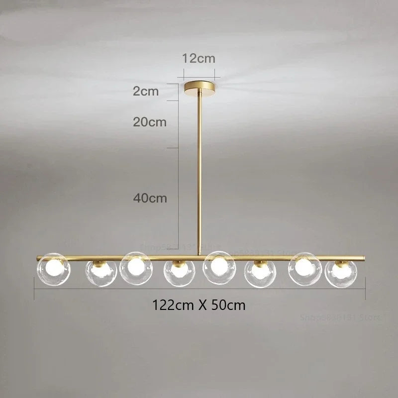 lustre led moderne avec lampes à billes en verre nordique