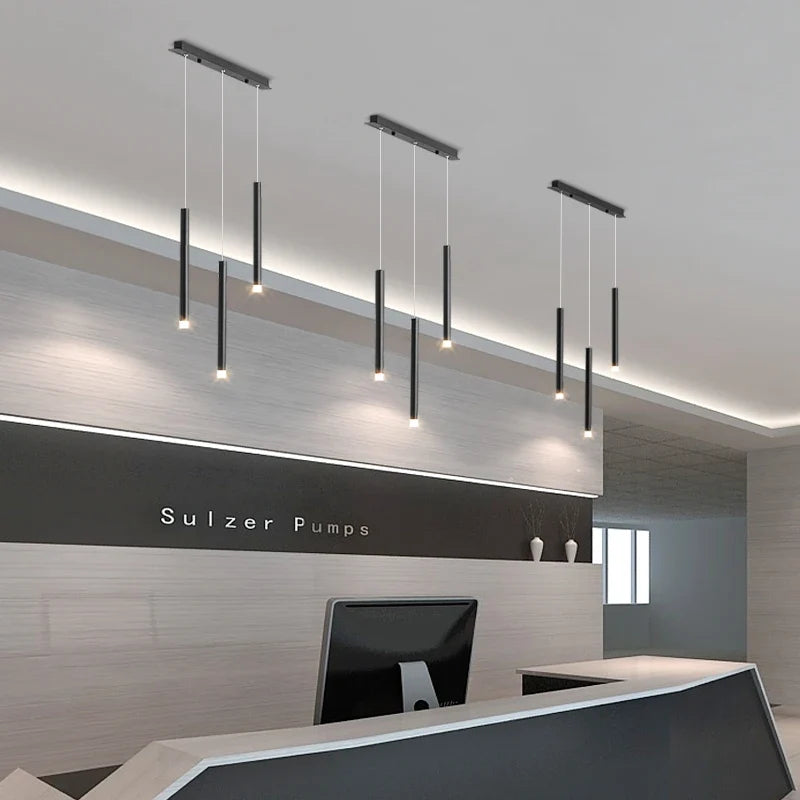 suspension moderne à led en fer noir créative à 8 têtes