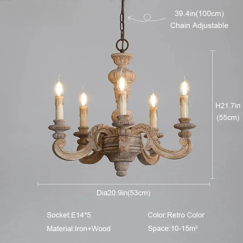 lustre en bois sculpté et verre de murano rétro élégant