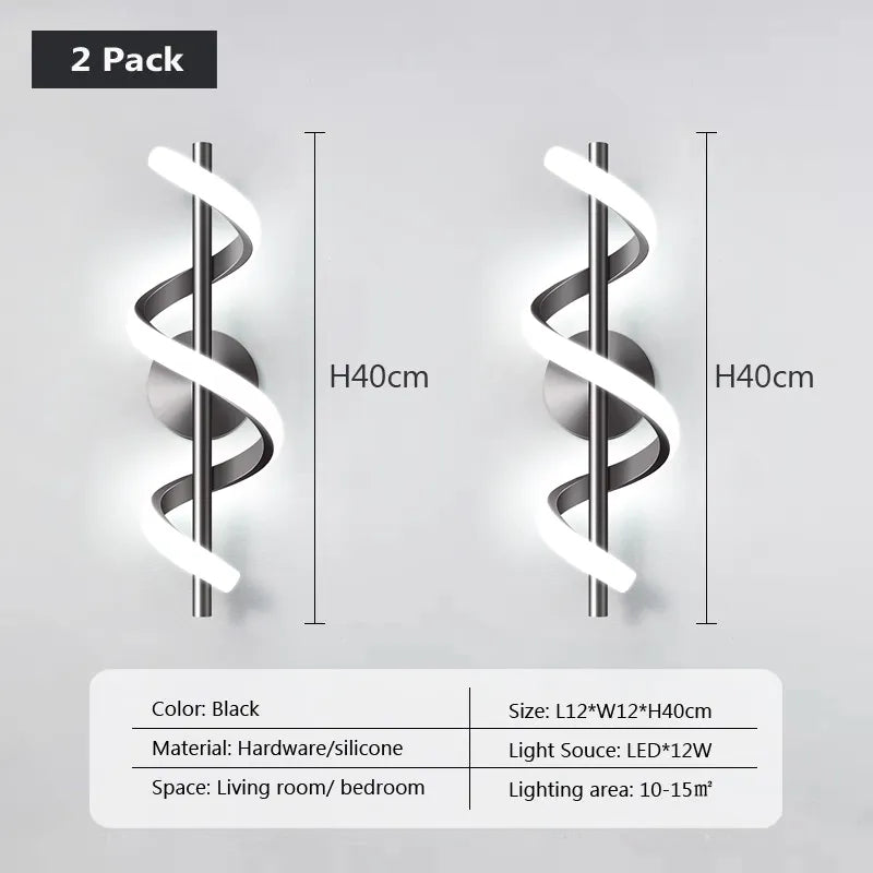 Applique murale nordique led noir blanc or