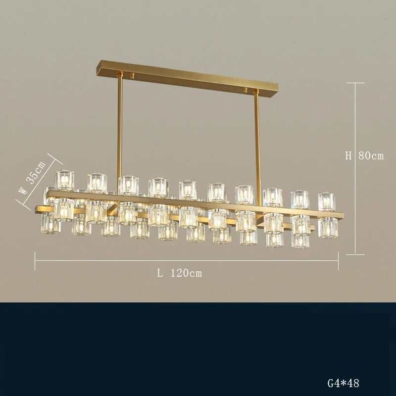 lustre en laiton et cristal pour décoration de luxe