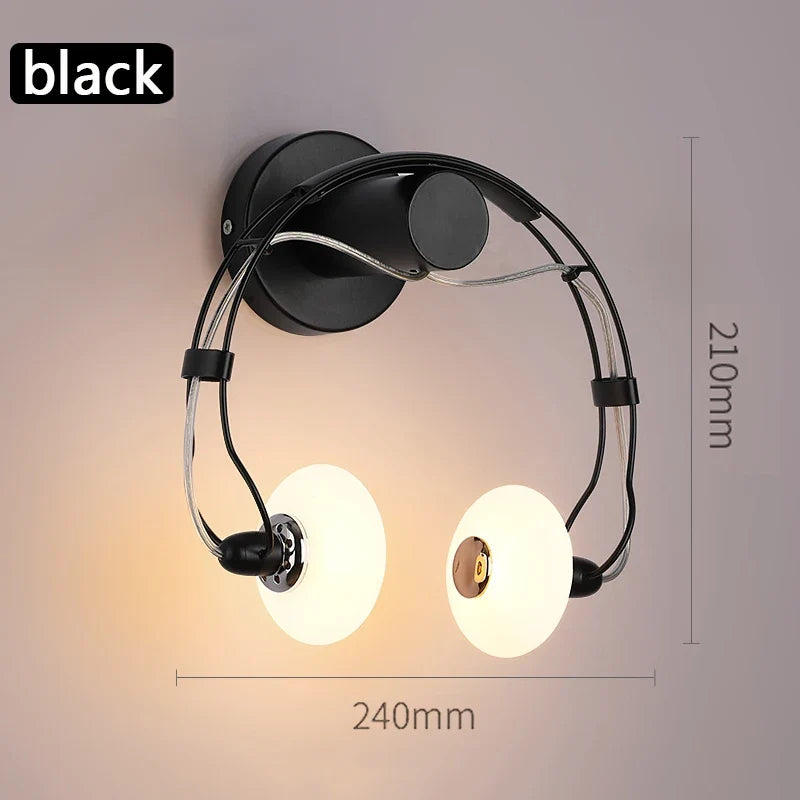 Applique murale LED créative en forme de casque audio