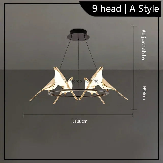 lustre led 	 art oiseau loft originalité décoration
