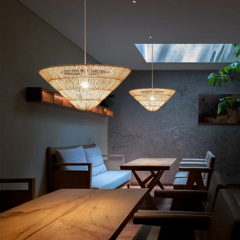 suspension en rotin style nordique fait main design wabi sabi