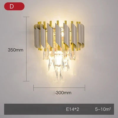 applique murale led moderne en cristal doré à intensité variable