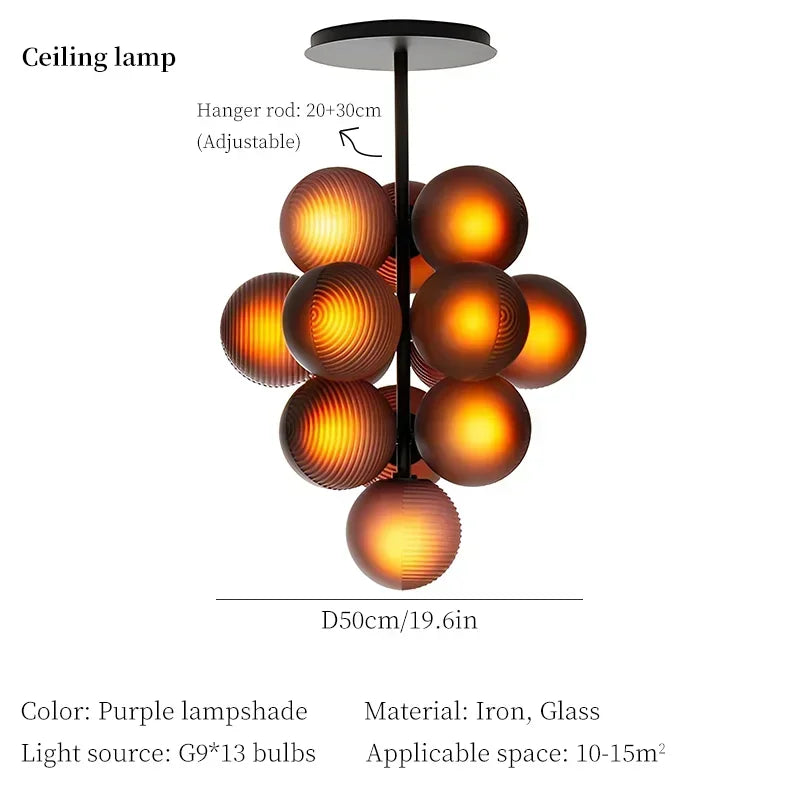 lustre moderne en verre design créatif pour décoration intérieure