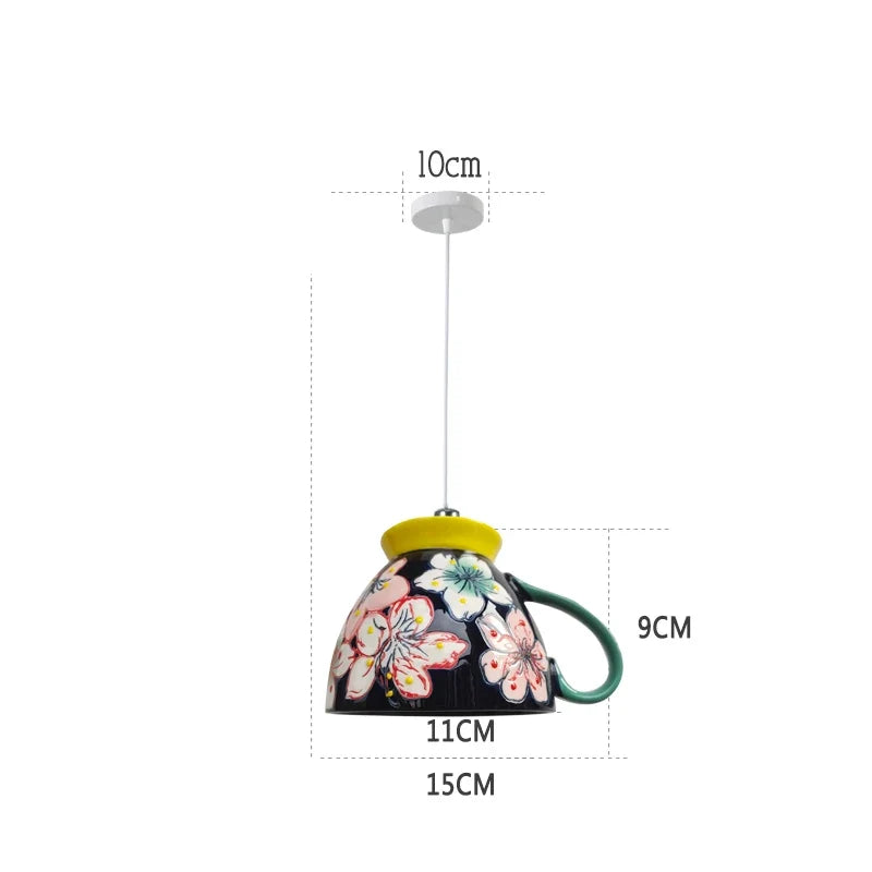 suspension en céramique design art thé éclairage led g4
