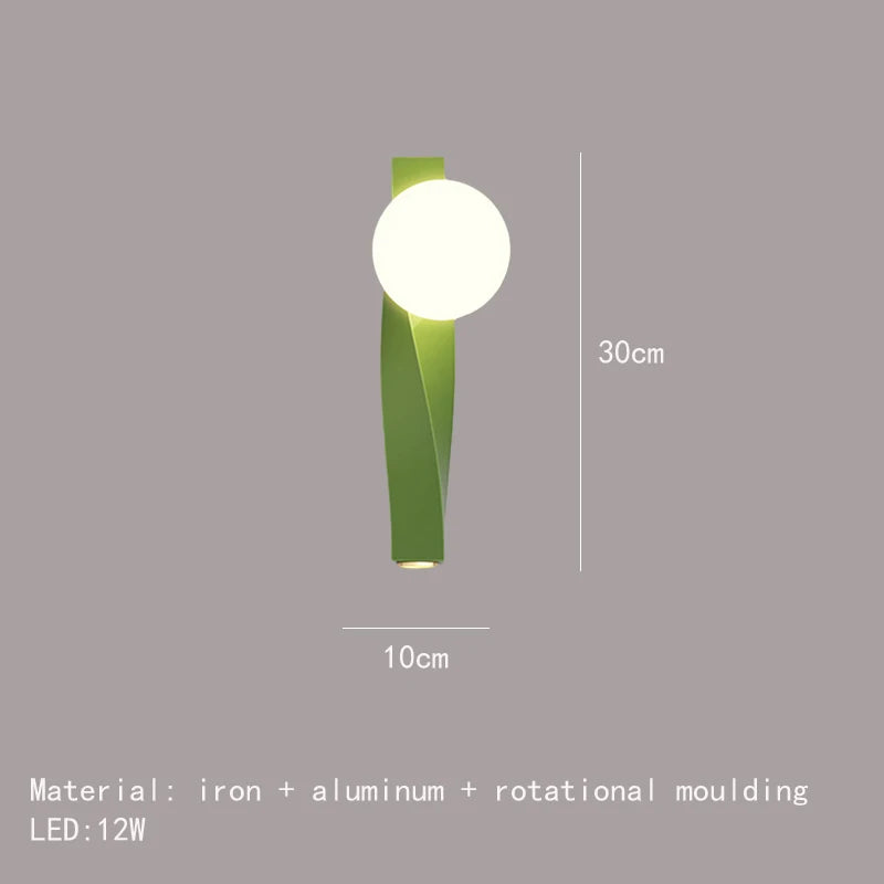 applique murale led en aluminium et verre rotatif