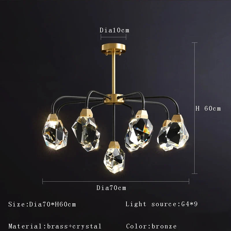 lustre design moderne en cristal avec abat-jour fantaisie