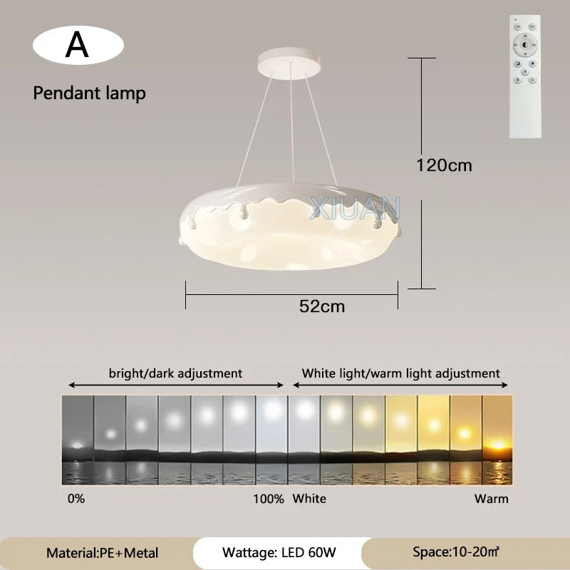 52cm Donuts Pendant Lamp With Remote Control Dimming Children's Room Bubble Ball Chandelier Light Kids Nursery Bedroom Lamp LED