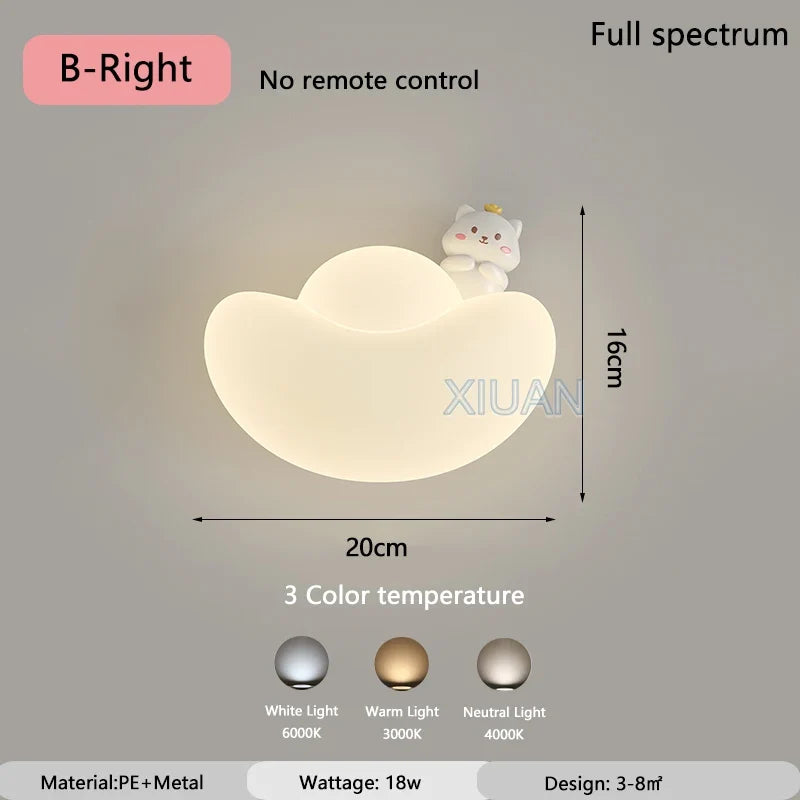 applique murale créative pour enfants thème dessin animé chat et lapin