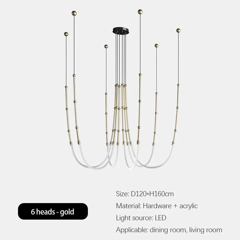 lustre minimaliste moderne italien led créative en bambou