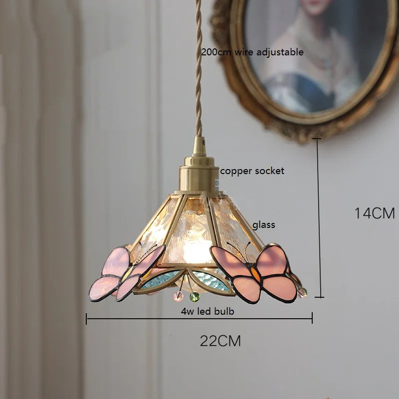 iwhd lampe à main led moderne en verre cuivre papillon