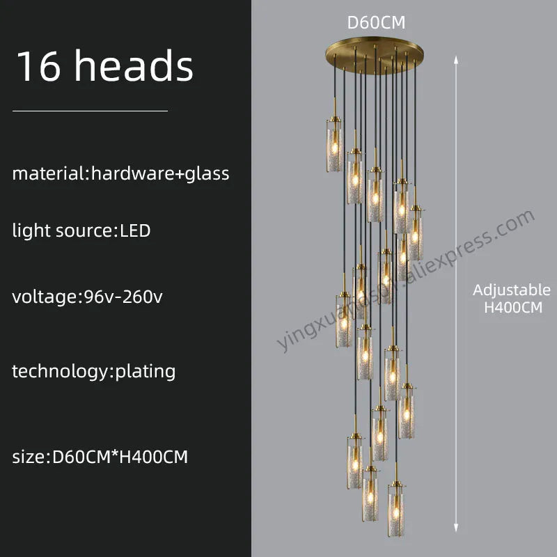 lustre en verre pour éclairage décoratif intérieur suspendu