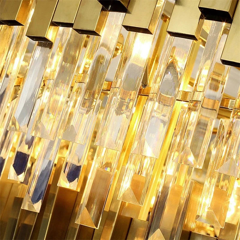 lustre en cristal moderne en or poli pour éclairage intérieur