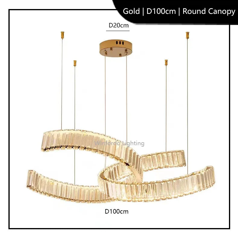lustre en acier inoxydable cristal postmoderne