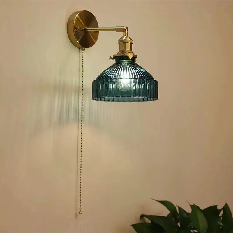 applique murale verre moderne vintage miroir allée chambre coucher chevet café restaurant interrupteur prise éclairage maison