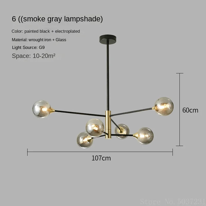 lustre moderne en forme de haricot avec éclairage led suspendu