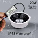 Downlight impermeável IP65LED, umidade e névoa, cozinha banheiro e vaso sanitário holofotes, beirais ao ar livre , 20W,