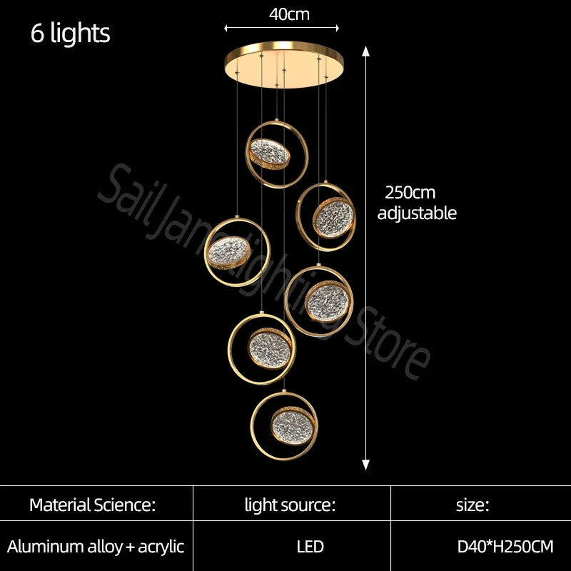 lustre minimaliste deluxe en anneau led pour villa