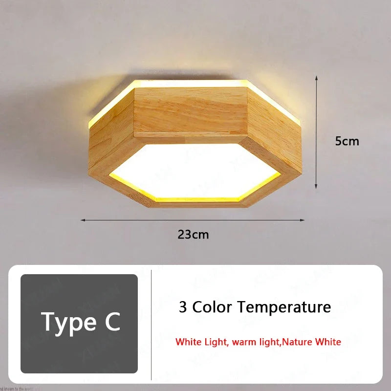 Plafonnier en bois nordique pour couloir entrée balcon couloir vestiaire Illuminaire 3 température de couleur en bois LED allée lumière