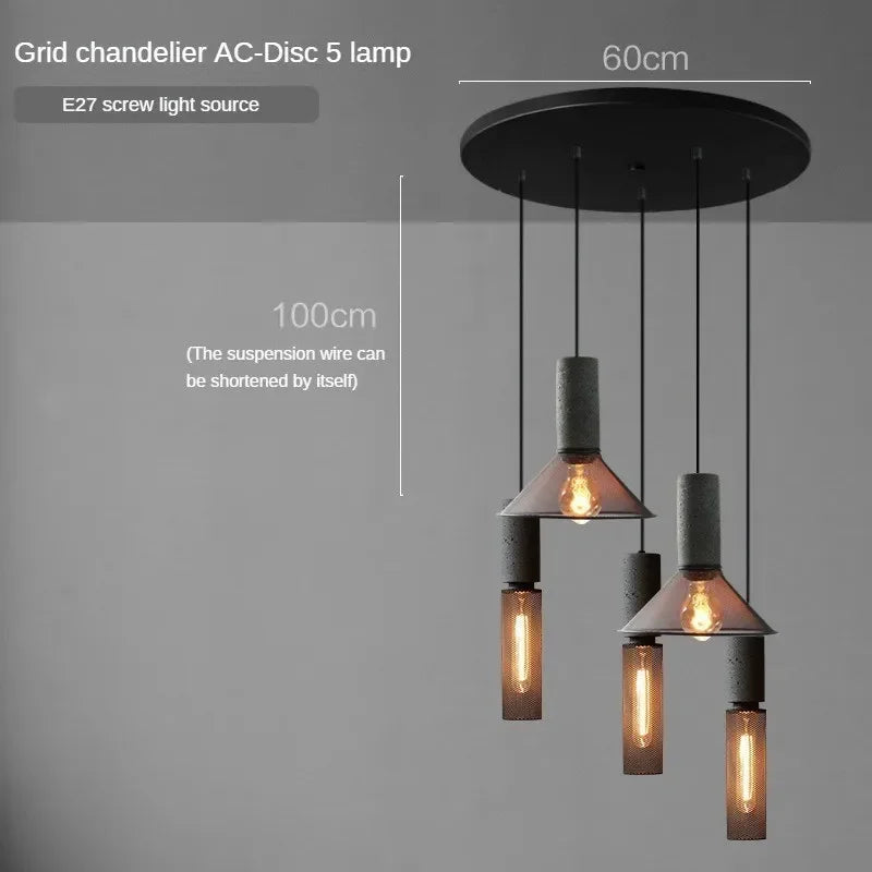 lampes suspendues en ciment pour loft industriel abat-jour en fer forgé