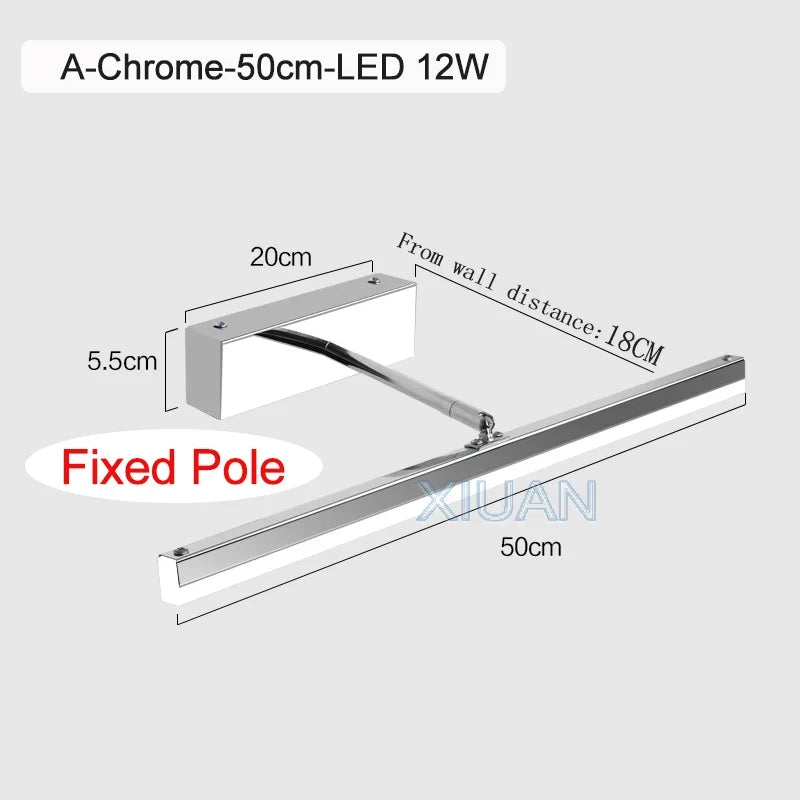 lampe frontale à miroir rétractable pour toilettes