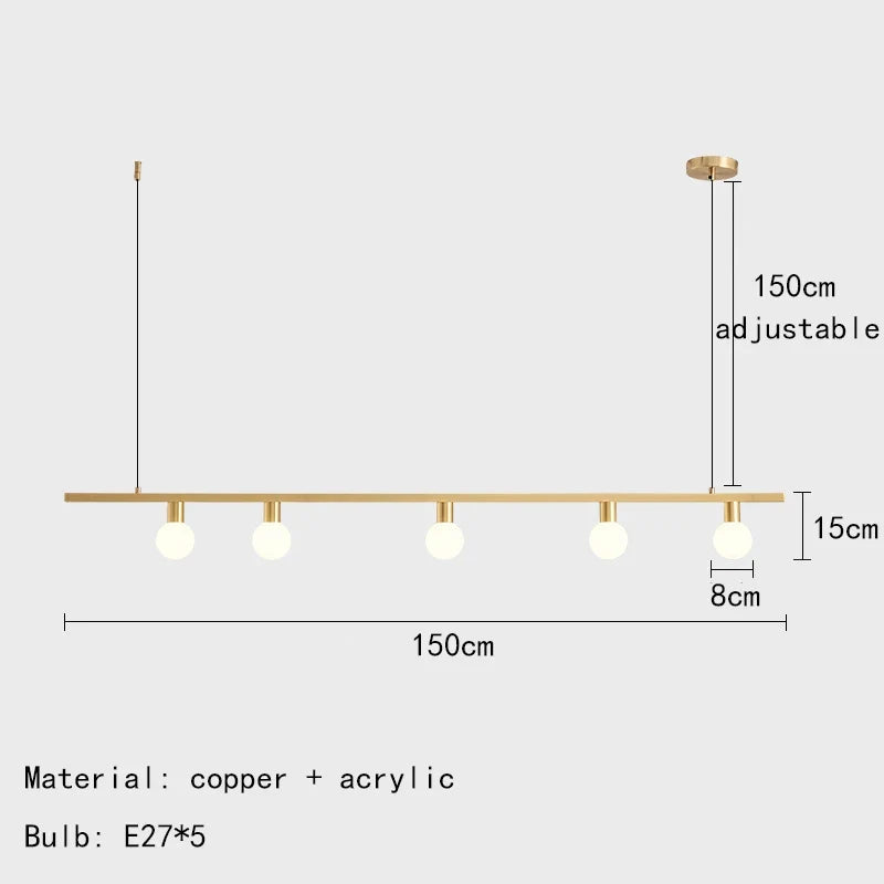 lustre minimaliste en laiton pour bar et restaurant réglable avec fil
