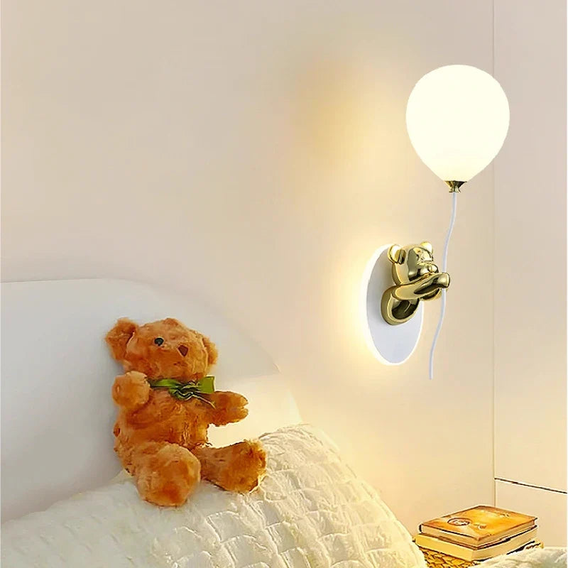 applique murale ours doré en verre lampe LED décoration chambre enfant