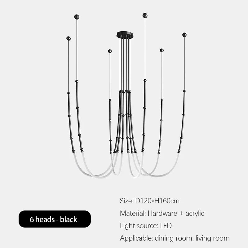 lustre minimaliste moderne italien led créative en bambou