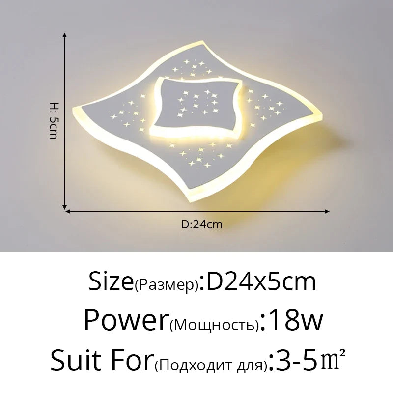 plafonnier led encastré acrylique créatif étoilé simple balcon