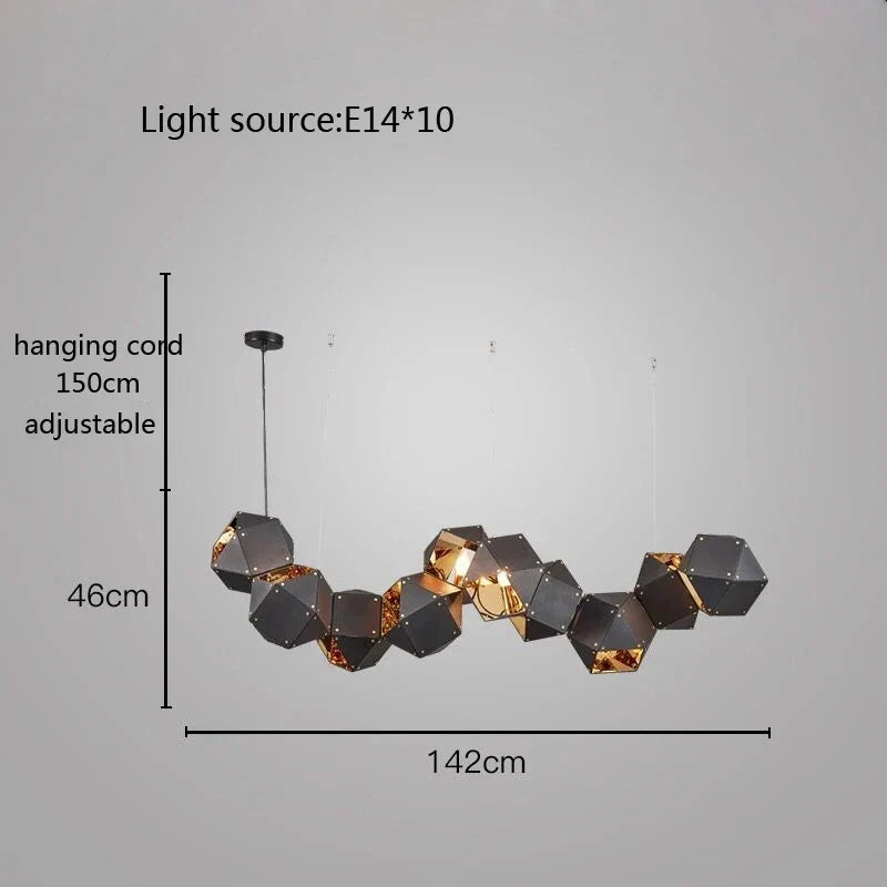 suspension led cube art déco style assorti 	 saison